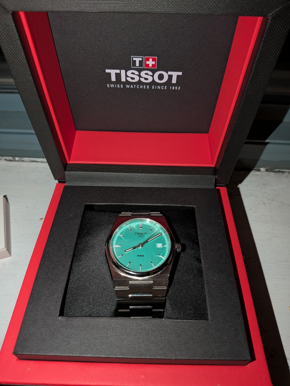 Tissot PRX Stainless Steel Watch with Turquoise Dial